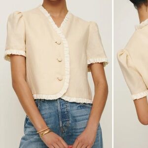 Reformation Bess Button-Front Linen top